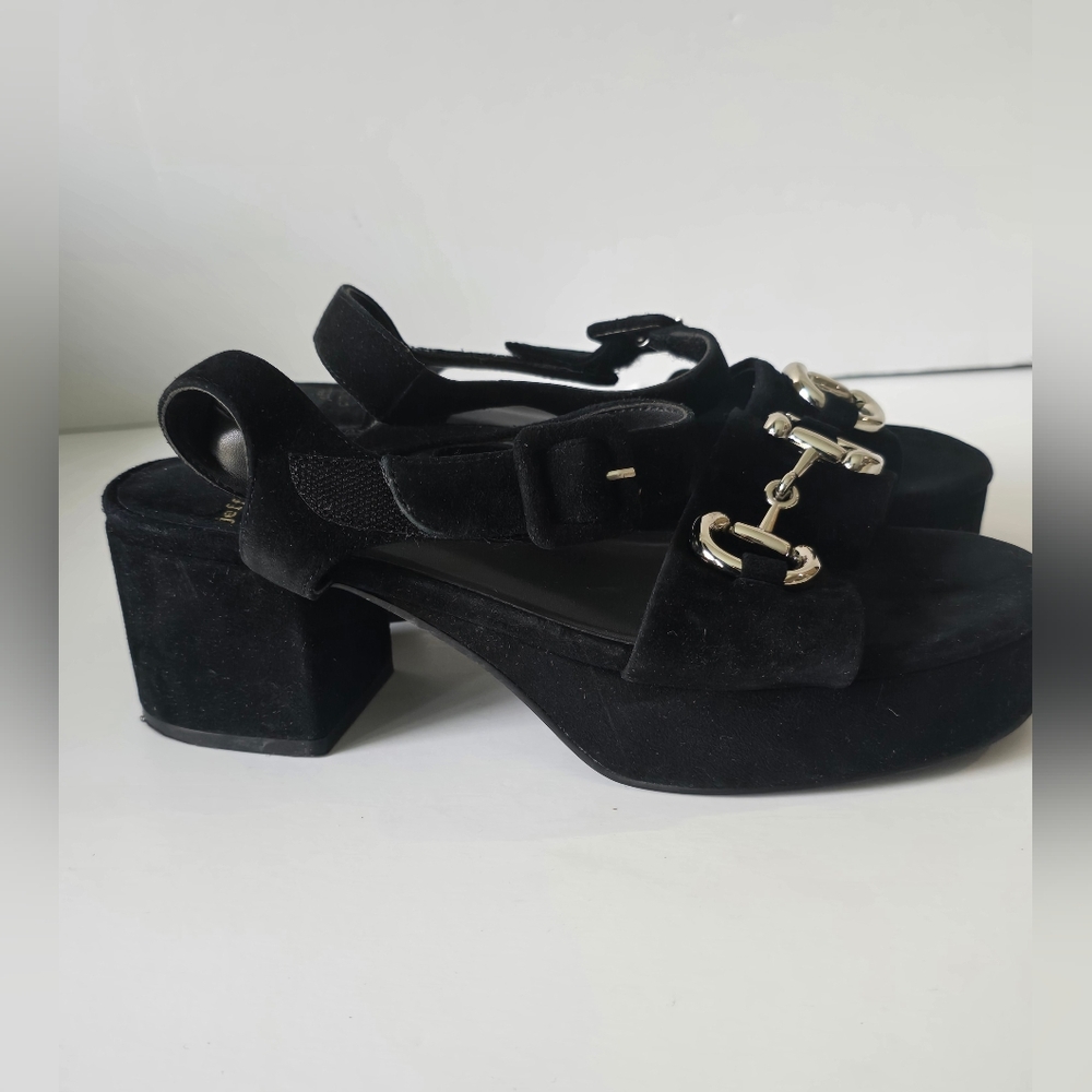 Jeffrey Campbell Timeless Suede Horse Bit Platform Sandals - Picture 3 of 12